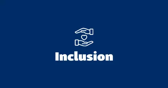 Icon für Inclusion: zwei Hände umfassen ein Herz